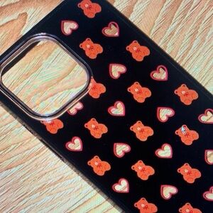 Case-Mate Black Case with Orange Bears and White Hearts